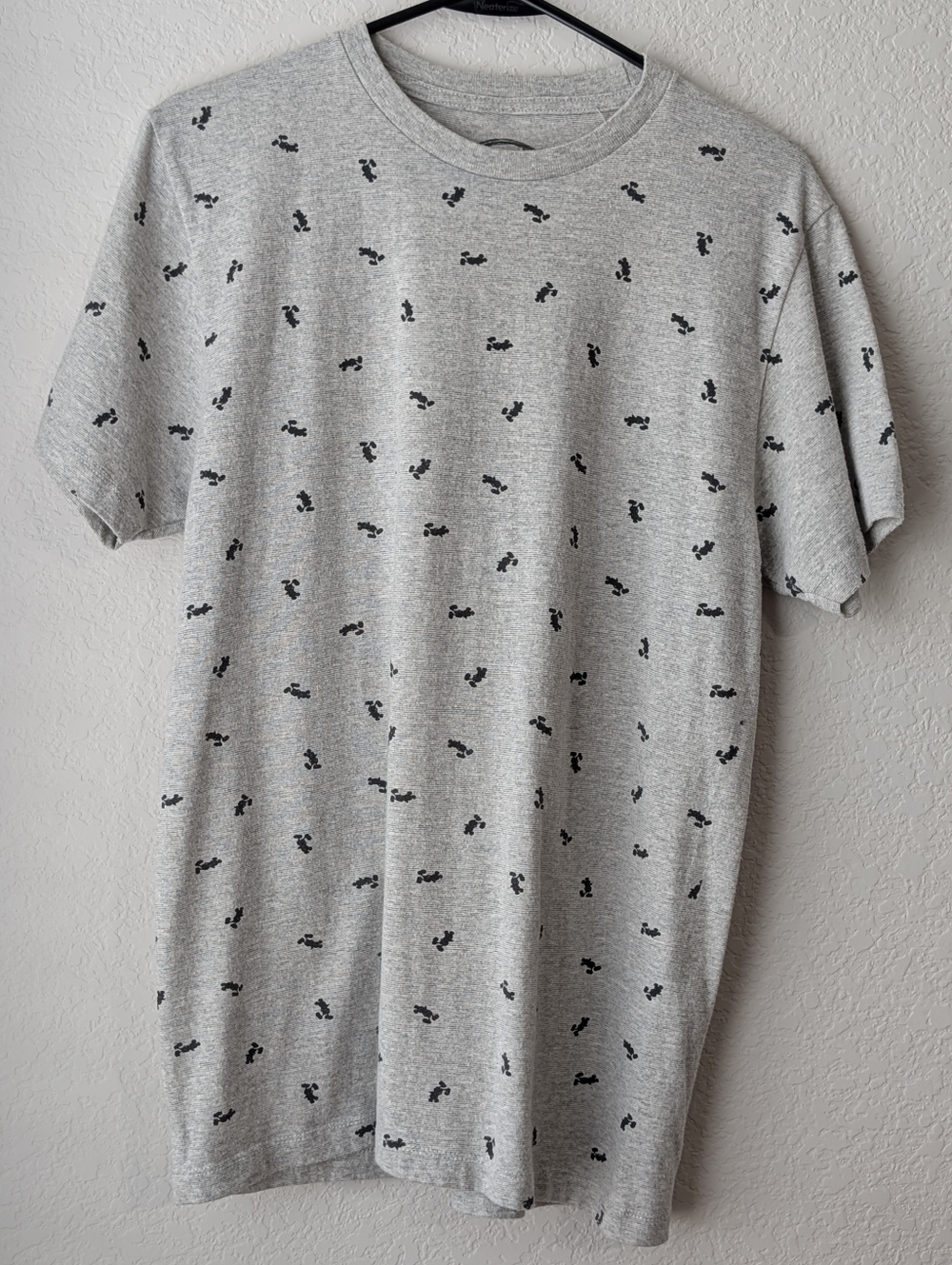 Disney Mickey Mouse T-Shirt, All Over Front Mini Print, Gray Medium Unisex - Picture 2 of 6